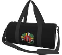 Flag of Dominica Fist Power Travel Luggage Duffel Bag Sports Rolling Foldable Duffel Bag, Black