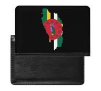 Flag of Dominica Flag Map Printed Passport Holder Cover Leather Passport Wallet Slim Card Case for Travel