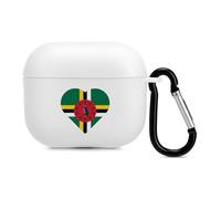 Flag of Dominica Heart Headphone & Earphone Cases Compatible with Airpod 3 Scratch-Resistant TPU Protective Cover with Keychain