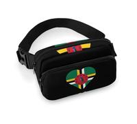 Flag of Dominica Heart Hiking Waist Packs Fanny Pack Adjustable Strap Waist Bag for Walking Running Travel
