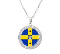 Flag of Durham County Council Round Pendant Necklaces for Women Alloy Rhinestone Jewelry Custom Picture Necklace