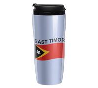 Flag of East Timor Coffee Cup Travel Mug with Leakproof Lid Double Wall Tumbler Water Bottle 350ml