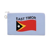 Flag of East Timor Portable Canvas Coin Purse Fashion Pencil Case Travel Makeup Bag