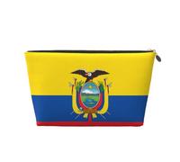 Flag of Ecuador Leather Toiletry Travel Bag-Waterproof Cosmetic Pouch for Women, Large Capacity Makeup Organiser with Zip for Toiletries