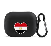 Flag of Egypt Heart Compatible with Airpod Pro Case TPU Scratch-Resistant Drop-Proof Protective Cover with Keychain