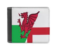 Flag of England and Wales Printed Bifold Wallet with Hidden Compartments Pocket Money and Credit Card Holder for Men Women