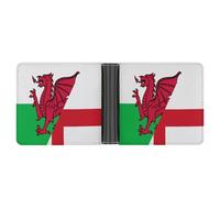 Flag of England and Wales Printed Bifold Wallet with Hidden Compartments Pocket Money and Credit Card Holder for Men Women
