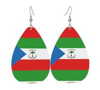 Flag of Equatorial Guinea Leather Earring Pairs Teardrop Faux Leather Earrings Set for Women Lightweight Leather Dangle Drop Earrings.