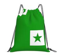 Flag Of Esperanto Unisex String Backpack Adjustable Gym Sack Large Drawstring Backpack For Hiking Sports Swim