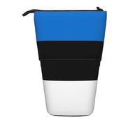Flag of Estonia Expandable Stand Pencil Pouch, Multi-Design Oxford Fabric, Adjustable Height, Multi-Use Cosmetic Bag