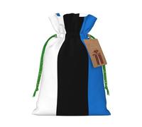 Flag Of Estonia Print Christmas Drawstring Gift Bags Holiday Party Xmas Birthday Favors Present Sacks