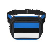 Flag of Estonia print Fanny Pack Waist Packs with Extender for Men Women, Waist Bag Hip Pack with Zipper Pockets, Black, One Size