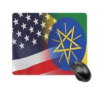 Flag of Ethiopia And U.S.A Gaming Mouse Pad with Rubber Base