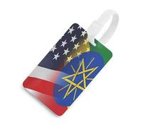 Flag of Ethiopia and U.S.A Luggage Tag for Suitcases Identify Labels Privacy Travel Baggage for Women Men