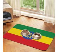 Flag of Ethiopia Pet Feeding Mat Dog Cat Eating Food Absorbent Leather Tablecloth for and Water Bowl Waterproof No Stains Quick Dry Non-Slip 17.72 * 11.8IN