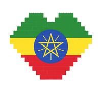 Flag of Ethiopia Print Art Brick Puzzle Heart Shaped DIY Building Blocks Set 3D Jigsaw Home Decor 53 Pieces