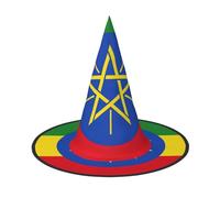 Flag Of Ethiopia Print Carnival Halloween Witch Hat Costume Accessory Foldable Cap Party Masquerade Decor