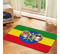 Flag of Ethiopia Print Pet Feeding Mat Dog Mat for Food and Water Bowl Dogs Water Dispenser Mat Dogs Accessories