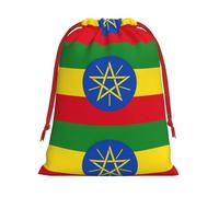 Flag Of Ethiopia Print Plush Gift Bags With Drawstring, Reusable Gift Wrap For Christmas, Wedding, Party -Size M