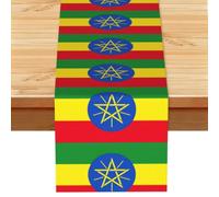 Flag Of Ethiopia Print Table Runner Kitchen Dining Room Holiday Decor Wedding Party Celebrations
