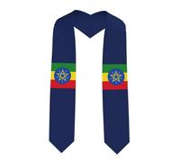 Flag Of Ethiopia Print Tailored Graduation Scarf For Student Athlete Poly-Spandex Blend Adult Graduation Stole