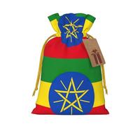 Flag Of Ethiopia Print Xmas Drawstring Wrapping Bags For Xmas Package Storage, Christmas Party Supplies Favors
