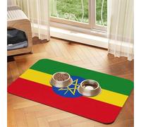 Flag Of Ethiopia Printing Pet Absorbent Tablecloth, Special Pad For Pet Bowls, Rollable For Storage, Ideal For Pet Bowls