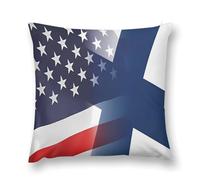 Flag of Finland And U.s. Pillow Case Cover Plush Cozy Bedroom Pillowcase Villus Pillowslip for Sofa Couch Decoration