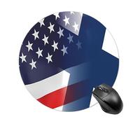 Flag of Finland And U.s. Round Mouse Pad with Non-Slip Rubber Base Washable Desktop Protection for Laptop Games Office