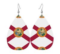 Flag Of Florida Earrings For Women Leather Dangle Lightweight Teardrop Earrings Jewelry For Women