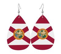 Flag of Florida Leather Earring Pairs Teardrop Faux Leather Earrings Set for Women Lightweight Leather Dangle Drop Earrings.