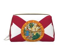 Flag of Florida Leather Hand-Held Zipper Makeup Bag Pen Case Stationery Box Lipstick Pouch Toiletry Bag
