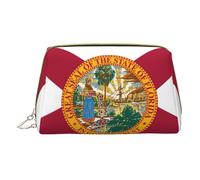 Flag of Florida Leather Hand-Held Zipper Makeup Bag Storage Bag for Miscellaneous Items Pen Case
