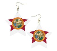 Flag Of Florida Leather Star Shaped Earrings Fashion Accessories Lightweight Festivals Parties Everyday Life