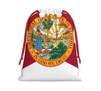 Flag of Florida Print Holiday Drawstring Bag, Treat Pouch Wrap,Reusable Event Favor,Daily Storage Bag S