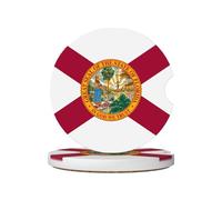 Flag of Florida Prints Ceramic car coasters (2-pack) absorb moisture, are non-slip and easy to clean for cars, trucks, and boats.