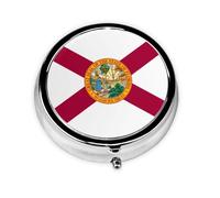 Flag of Florida Round Pill boxï¼ŒPill Boxï¼Œ Portable On-The-Go Pocket Pharmacy,