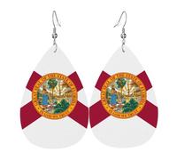 Flag of Florida Teardrop-shaped leather earrings are a luxurious and fashionable accessory suitable for women, showcasing individual charm.
