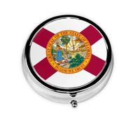 Flag of Florida This Small, Round Pill Box is a Portable Travel Medicine Organizer with Three compartments for Storing Daily medications.
