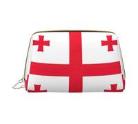 Flag of Georgia Leather Hand-Held Zipper Makeup Bag Storage Bag Portable Lipstick Pouch Toiletry Bag