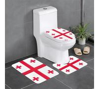 Flag of Georgia Print 3 Piece Bathroom Rug Set Bath Rugs Bathroom Mats U-Shaped Toilet Mat O-Shaped Lid Cover