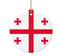 Flag Of Georgia Print Ceramic Round Pendant For Travel Ornaments For Home Decor Christmas Ornament
