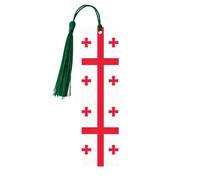Flag of Georgia Print Reading Page Markers Wooden Bookmarks, 5pcs Wood Bookmarks with Tassels, Gifts for Men Women