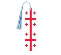 Flag of Georgia Print Reading Page Markers Wooden Bookmarks, 5pcs Wood Bookmarks with Tassels, Gifts for Men Women