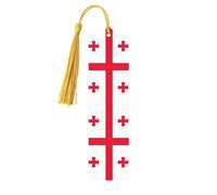 Flag of Georgia Print Reading Page Markers Wooden Bookmarks, 5pcs Wood Bookmarks with Tassels, Gifts for Men Women