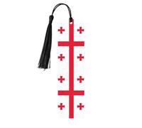 Flag of Georgia Print Reading Page Markers Wooden Bookmarks, 5pcs Wood Bookmarks with Tassels, Gifts for Men Women