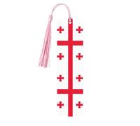 Flag of Georgia Print Reading Page Markers Wooden Bookmarks, 5pcs Wood Bookmarks with Tassels, Gifts for Men Women