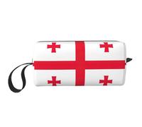 Flag of Georgia print Travel Toiletry Pouch, Pencil Bag Canvas Makeup Bag, Multi-Purpose Cosmetic Bag with Zipper, White, One Size