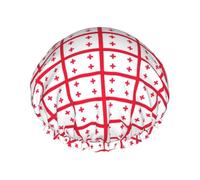 Flag of Georgia Print women Shower Caps Bath Cap Reusable Waterproof Double Layers Hair Cap Comfort