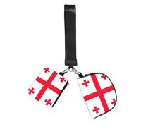 Flag of Georgia Printed Coin Purse Wristlet Set, Dual Pouch Wallet with Keychain Strap for Workout Daily Carry